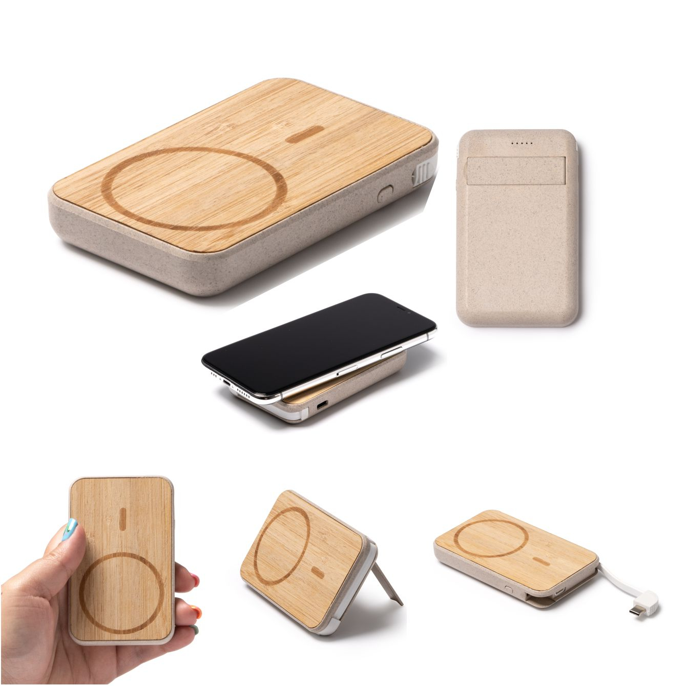 Oregor - Power Bank in Bamboo E Fibra Di Frumento