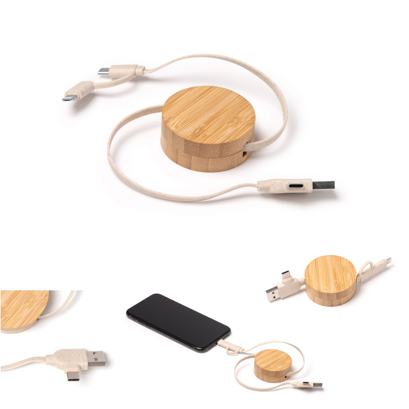 Artur - Cavo Di Ricarica Estendibile In Bamboo E Fibra Di Frumento