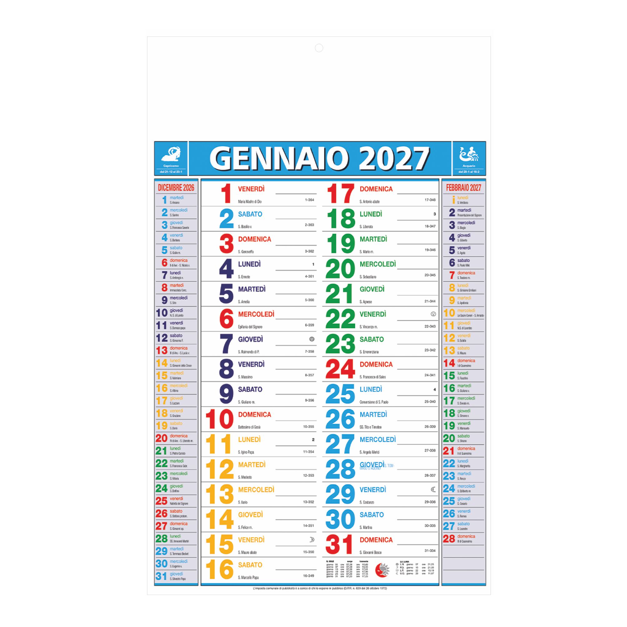 CALENDARIO OLANDESE MULTICOLOR