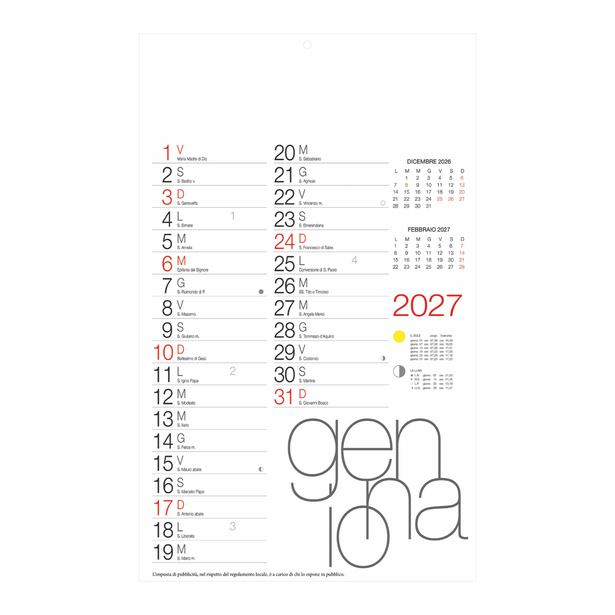 Calendario Olandese Design