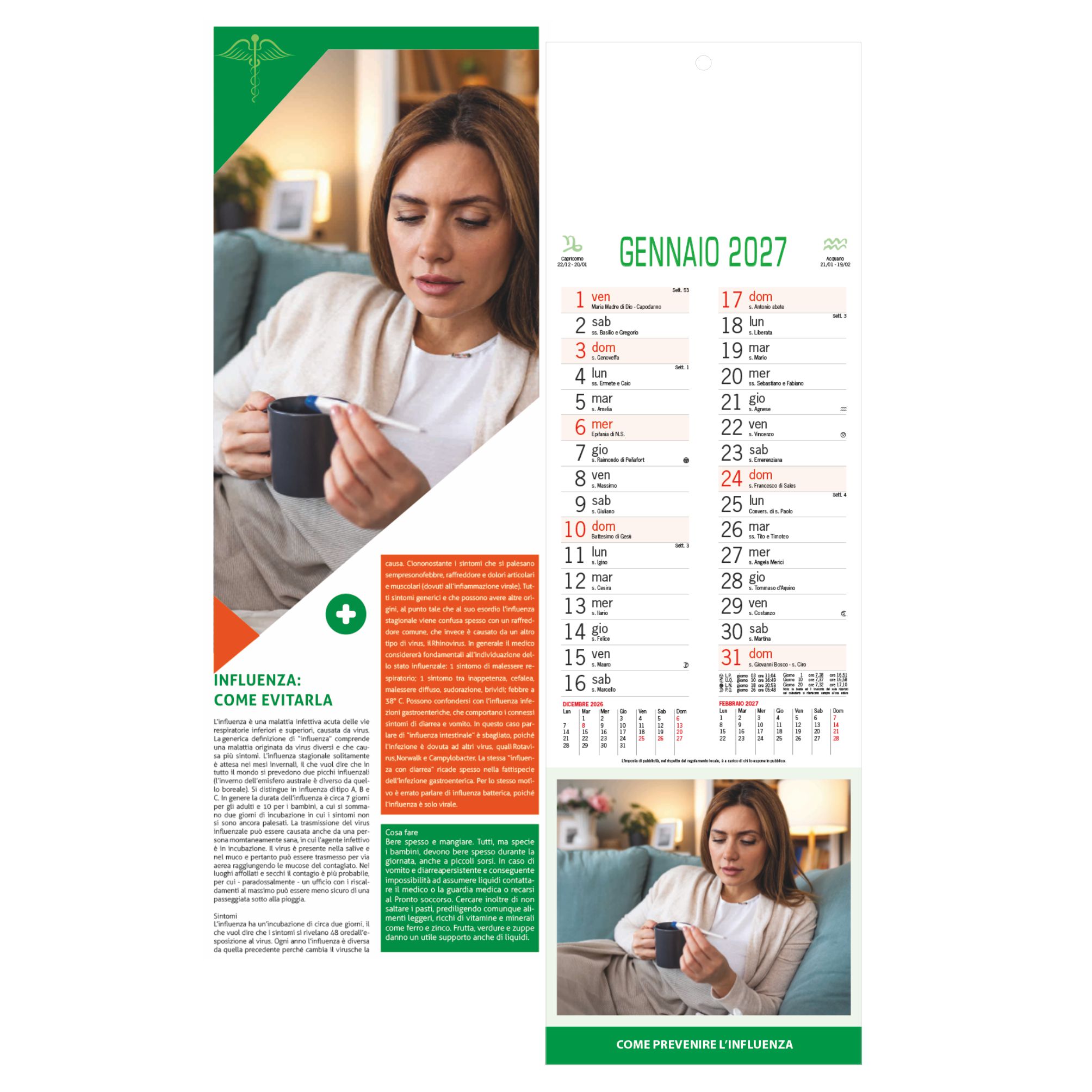 Calendario Consigli del Farmacista Trimestrale 12 fogli