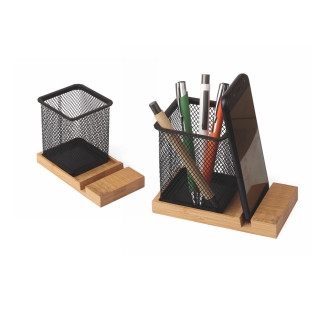 2652 Gechy - Portapenne/Cellulare In alluminio E Legno