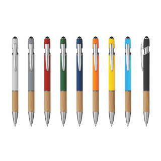 5698 Iris - Penna Sfera Soft Touch In Alluminio E Bamboo