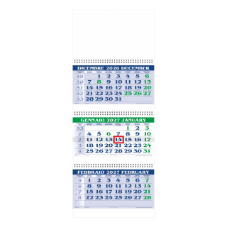 F004 Calendario Trittico in carta naturale. Trimestrale 12 fogli