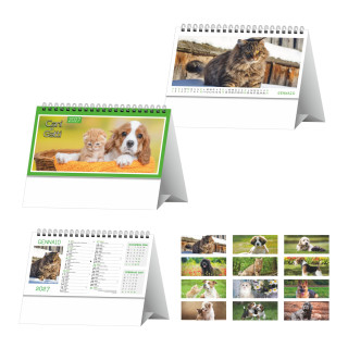 H/12 DOG AND CAT TABLE CALENDAR