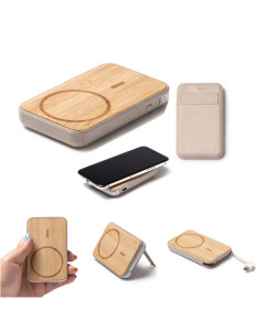 6107 Oregor - Power Bank in Bamboo E Fibra Di Frumento