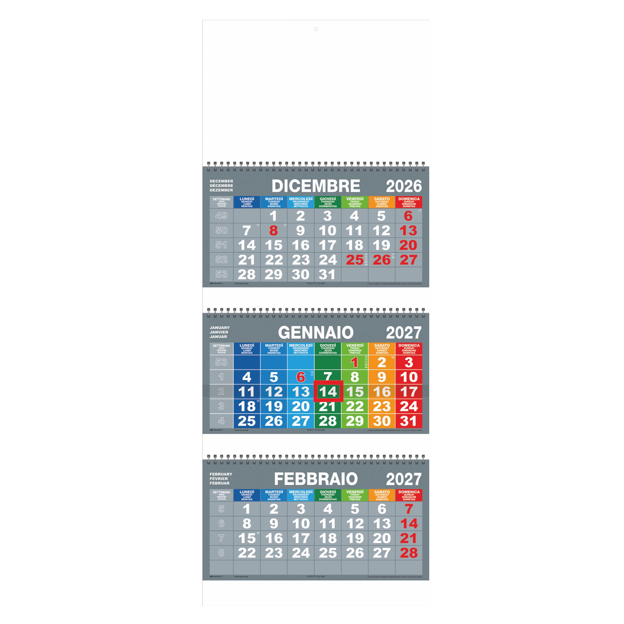 Calendario - Trittico con cursore