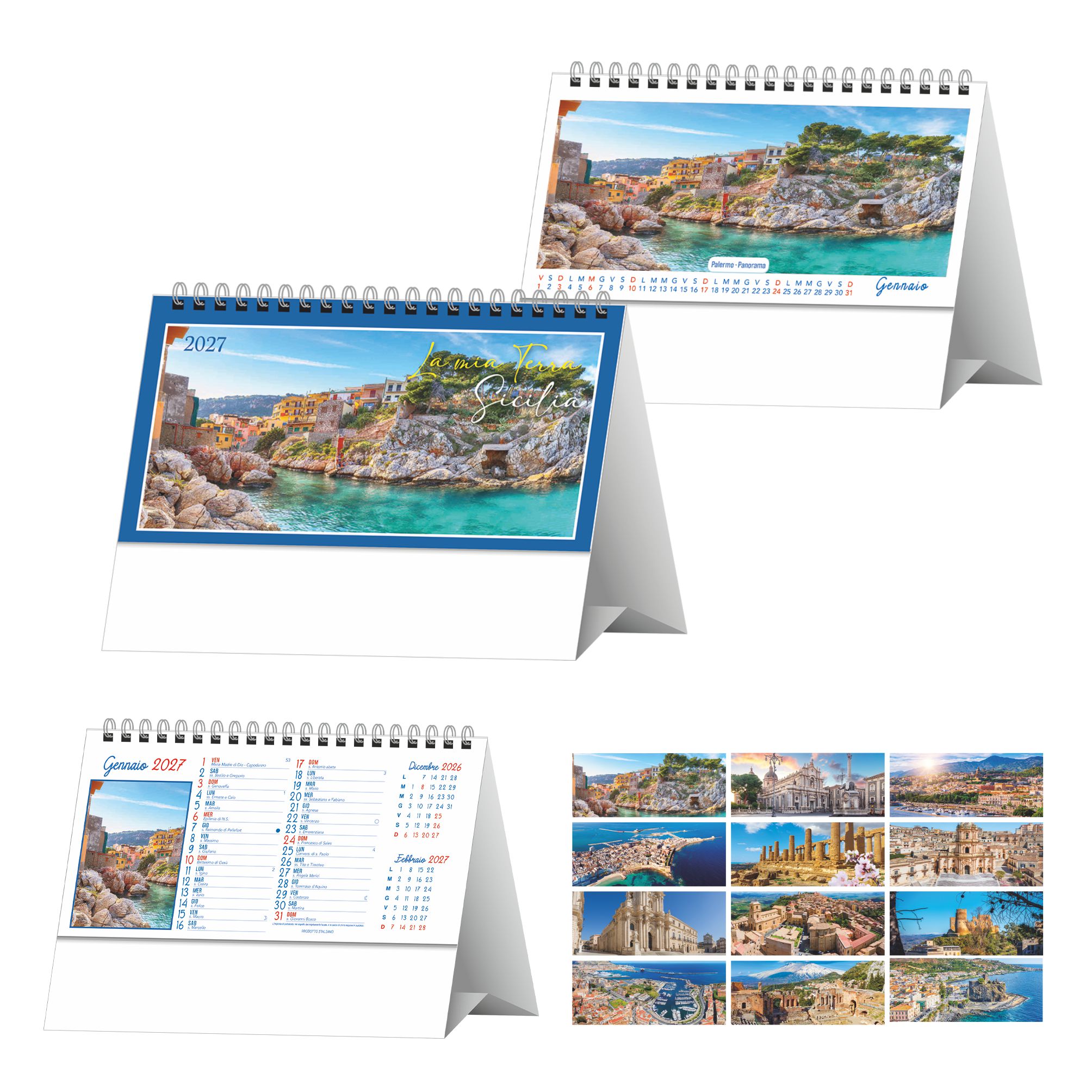 SICILIA - Calendario Illustrato da Tavolo